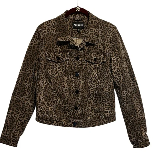 William Rast Wild Cheetah Print Denim Jacket with Structured Silhouette - Picture 2 of 10